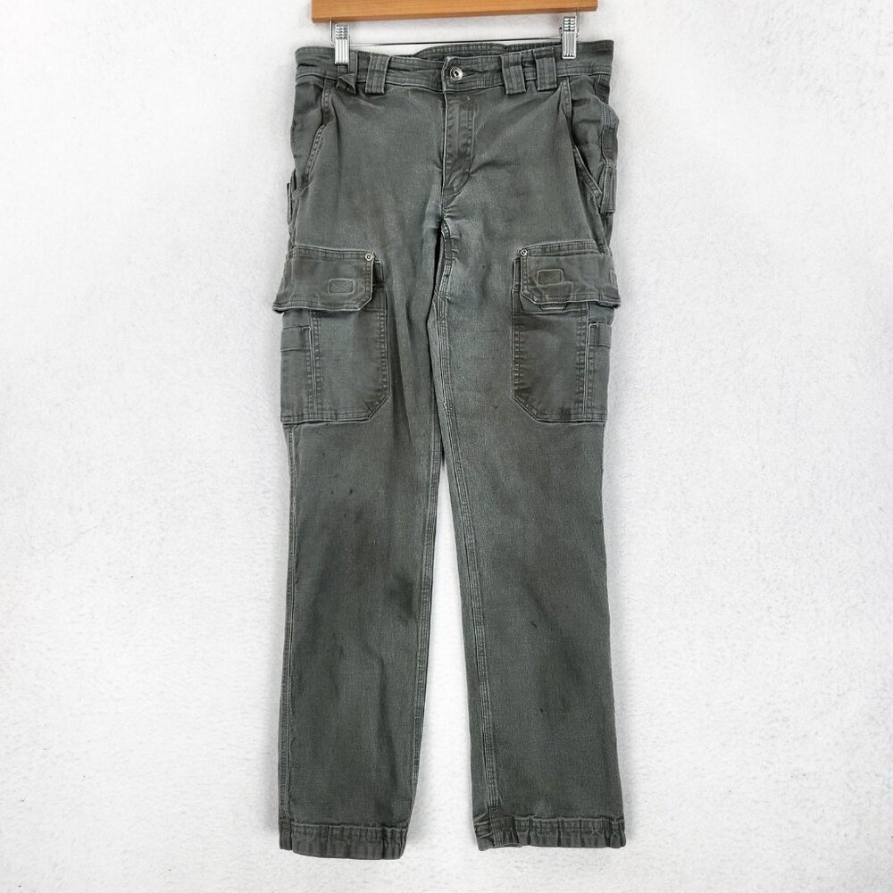 Duluth Trading Pants Mens 30x32 Gray Cargo Slim Fit Straight Leg Flex Firehose